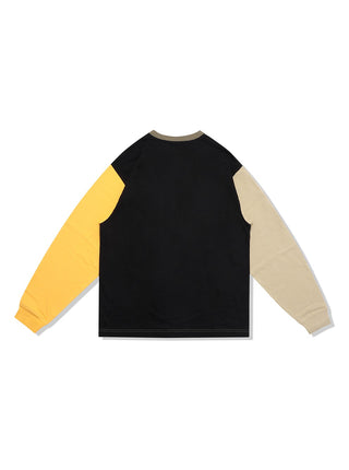 Nobaday VINTAGE COLOR BLOCK LONG SLEEVE TEE olive-black - NOBADAY