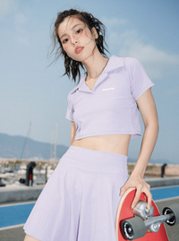 Nobaday Women Short Sleeve Skinny Cropped Polo Shirt - NOBADAY